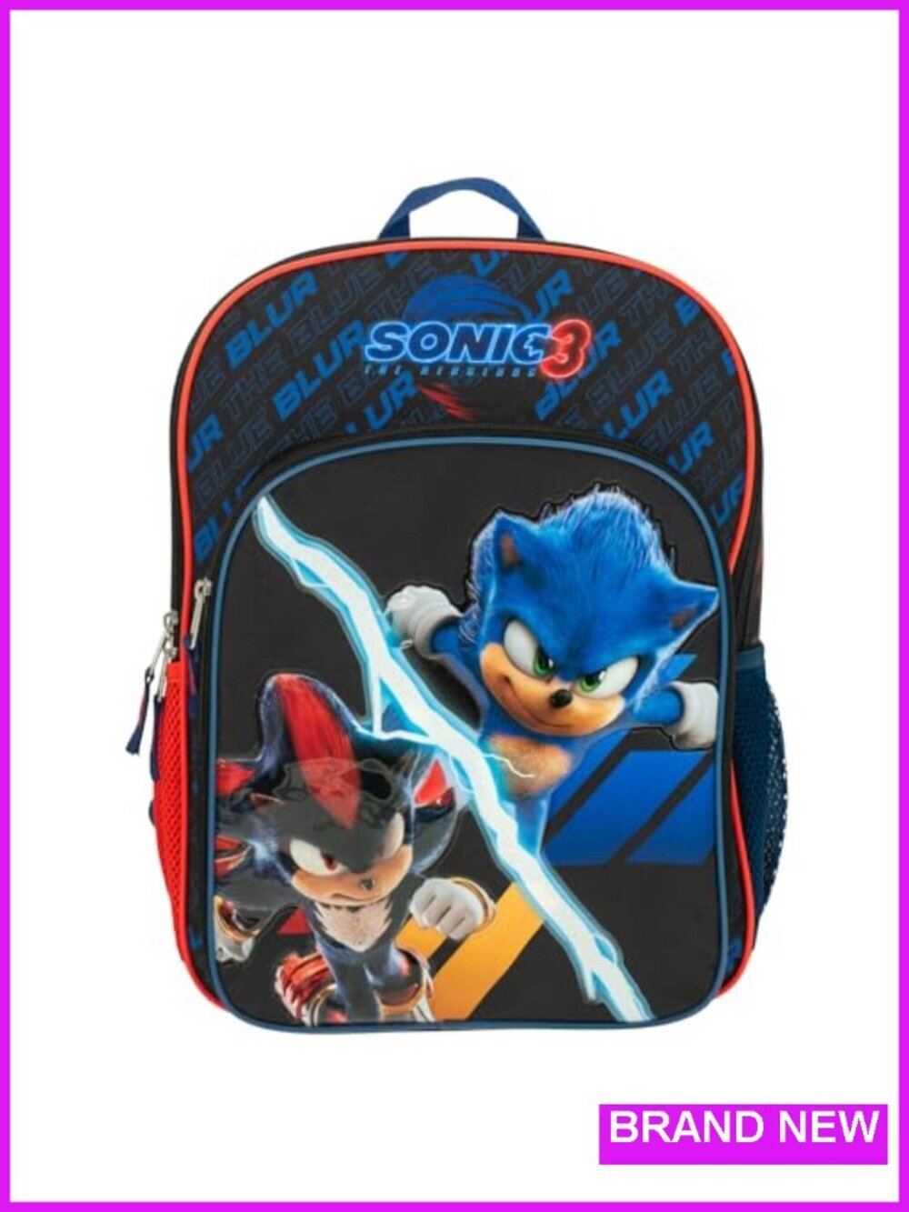 Sonic The Hedgehog 3 Movie Backpack for Kids, Bookbag with Adjustable Straps